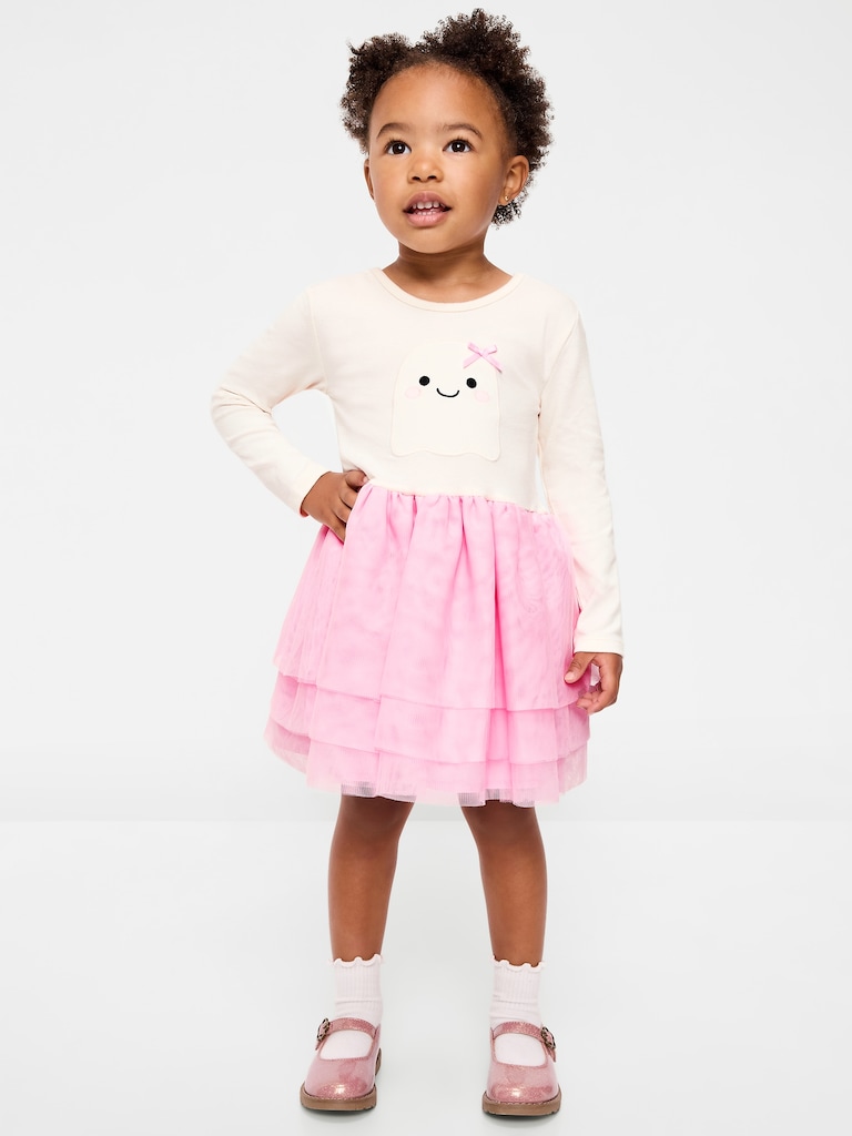 Robe tutu à manches longues à imprimé pour toute-petite