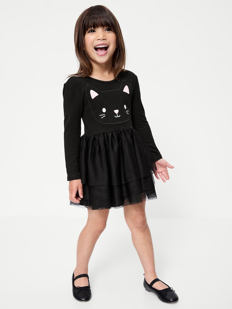 Robe tutu d’Halloween à manches longues pour toute-petite fille