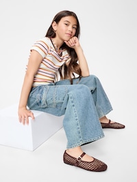 Pull-On Low-Rise Super Baggy Wide-Leg Cargo Jeans for Girls