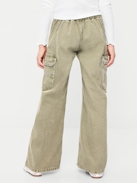 Pull-On Low-Rise Super Baggy Wide-Leg Cargo Jeans for Girls