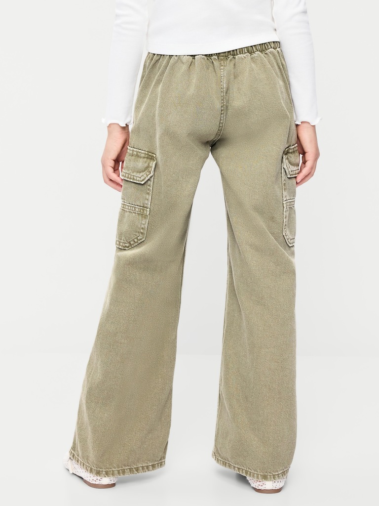 Pull-On Low-Rise Super Baggy Wide-Leg Cargo Jeans for Girls