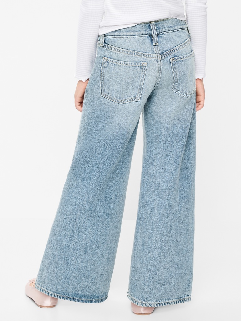 Mid-Rise Ripped Super Baggy Wide-Leg Jeans for Girls