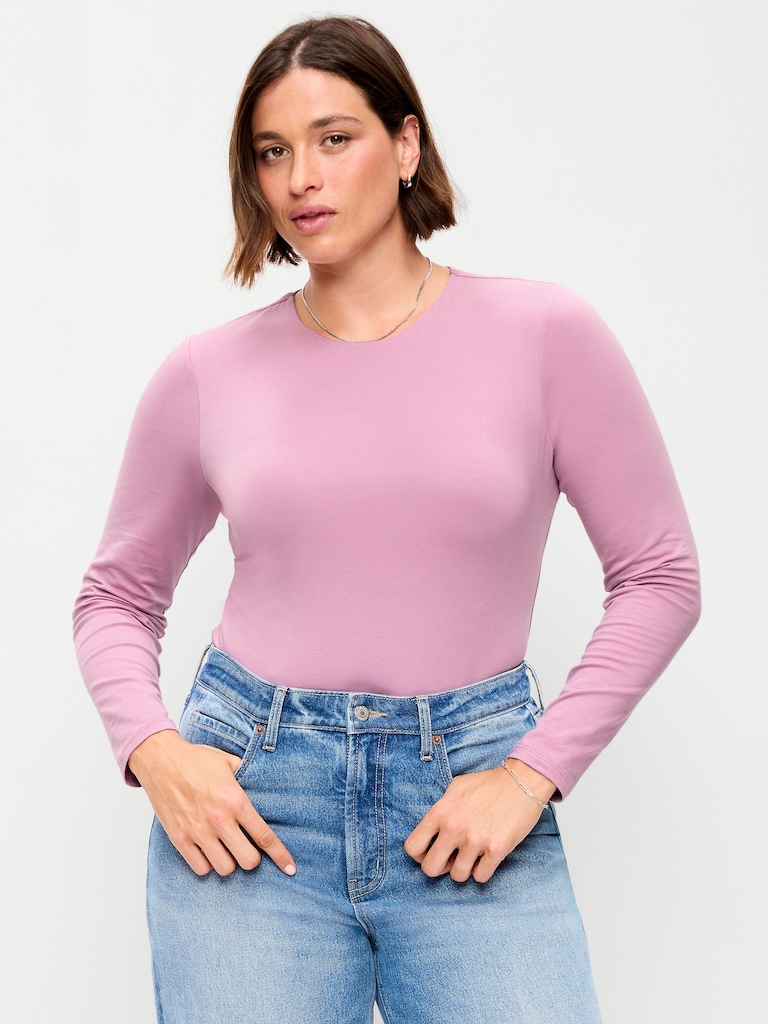 Hug Double-Layer Crew-Neck Long-Sleeve Top
