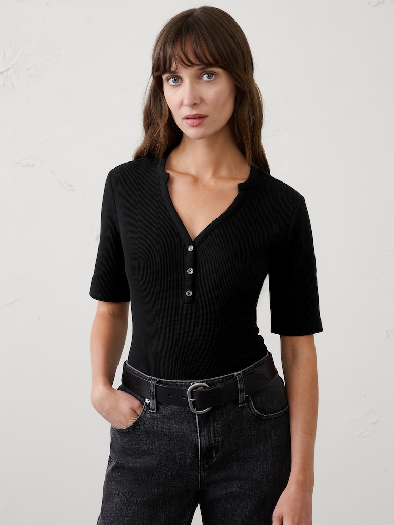 Waffle Knit Henley