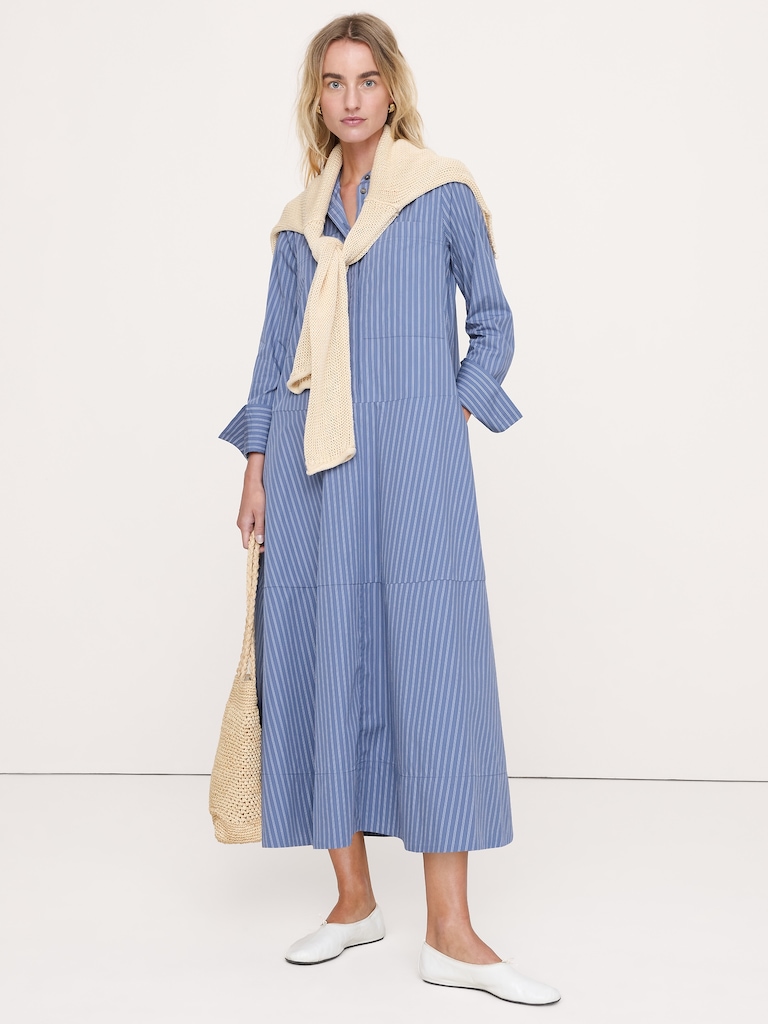 Cotton Trapeze Shirt Dress