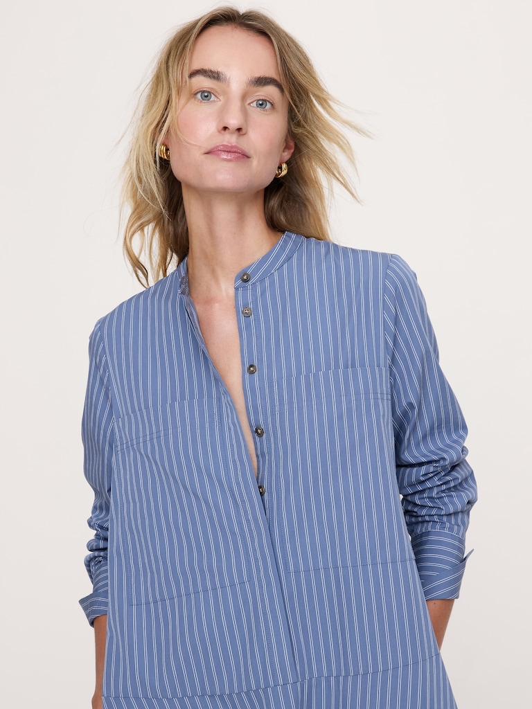 Cotton Trapeze Shirt Dress