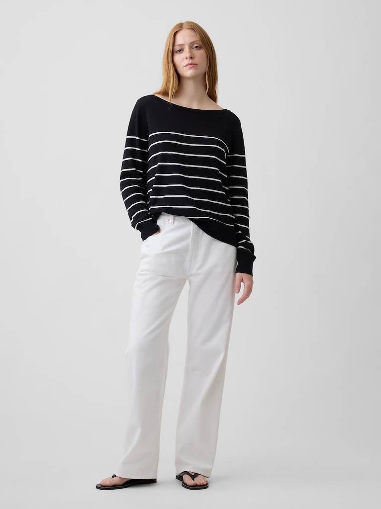 Relaxed Jersey Boatneck Sweater