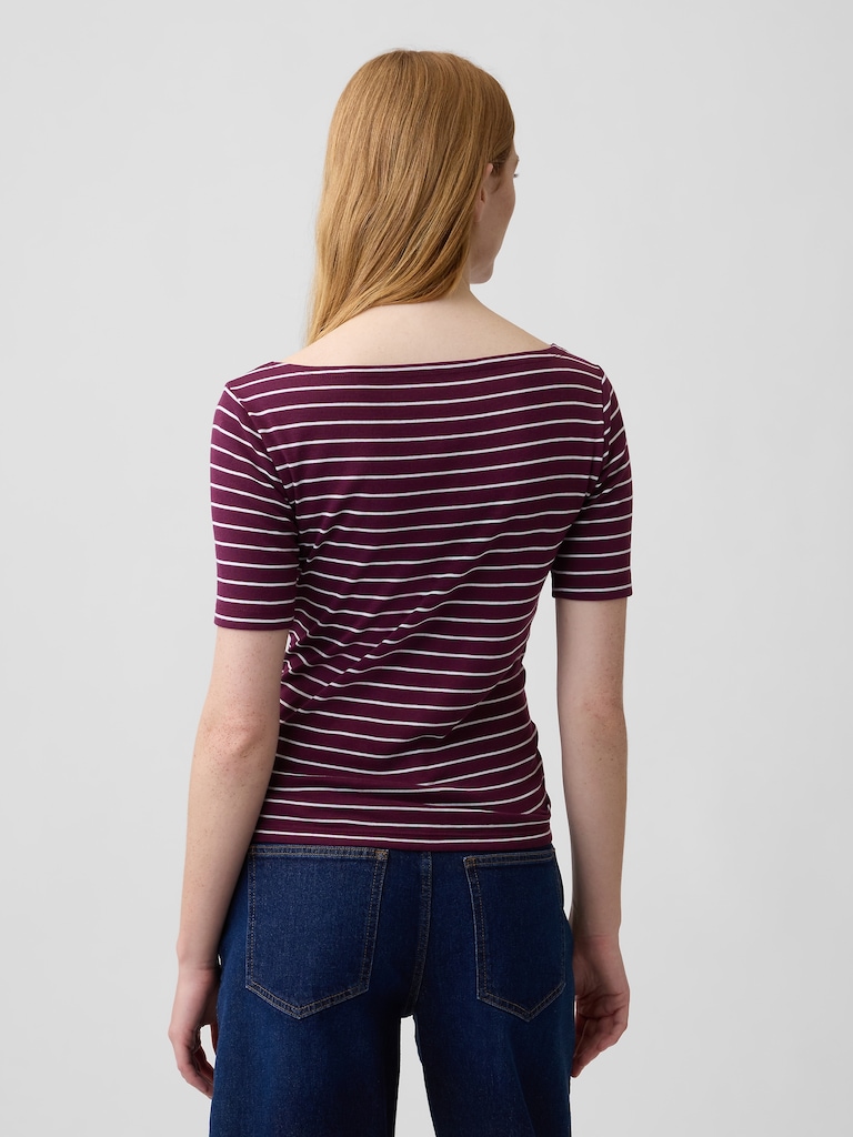 Modern Ribbed Boatneck Top