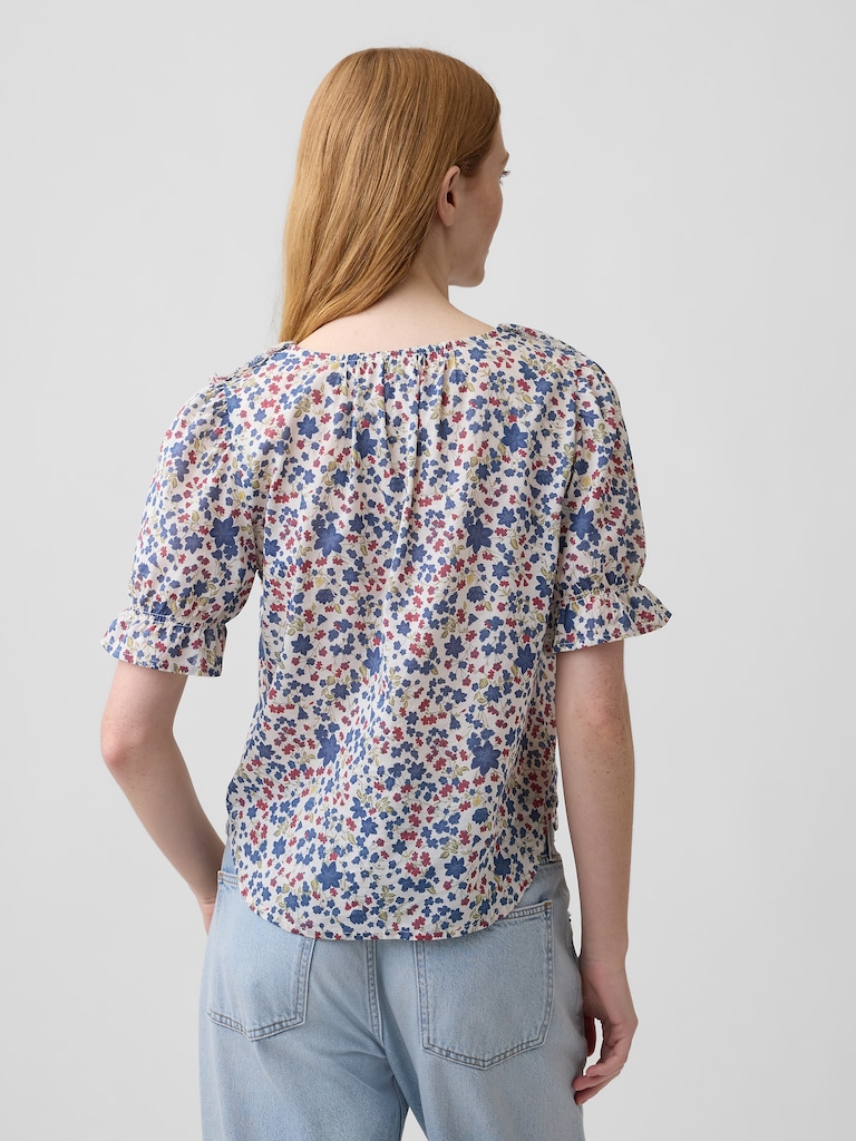 Relaxed V-Neck Ruffle Top
