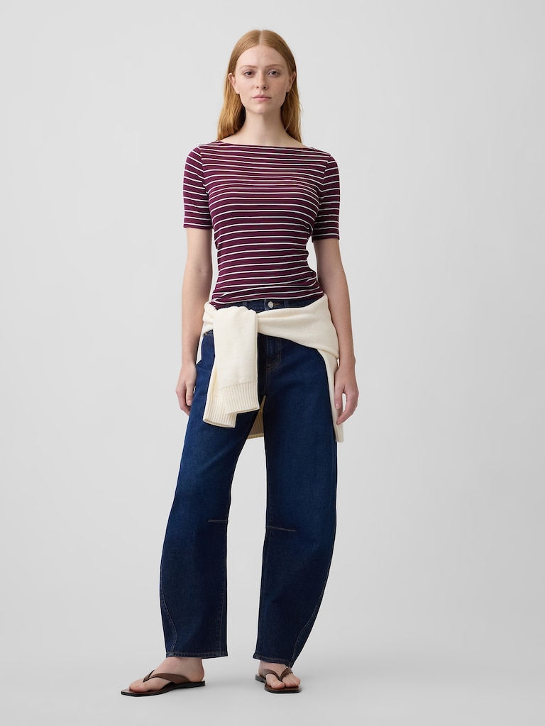 Modern Ribbed Boatneck Top