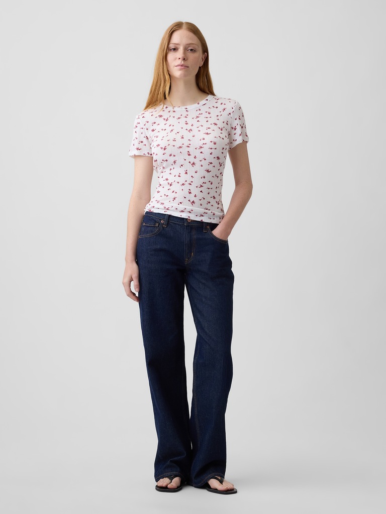 Essential Ribbed Pointelle Crewneck T-Shirt