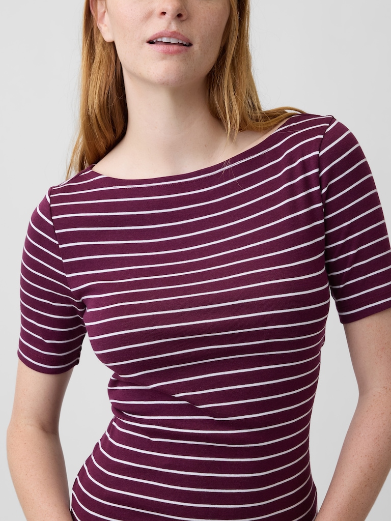 Modern Ribbed Boatneck Top