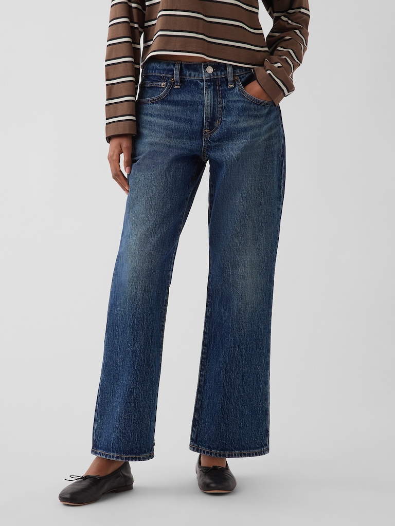 Mid Rise Flare Crop Jeans
