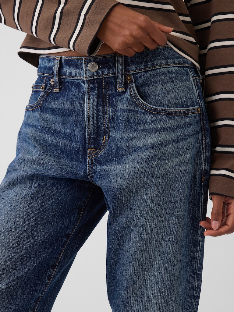 Mid Rise Flare Crop Jeans
