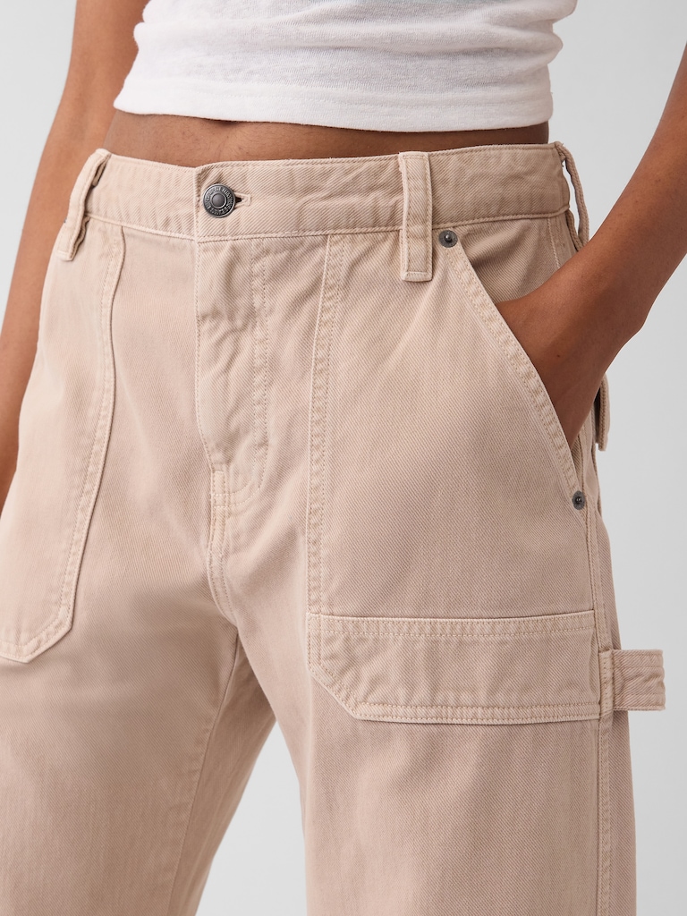 Mid Rise Barrel Utility Ankle Pants