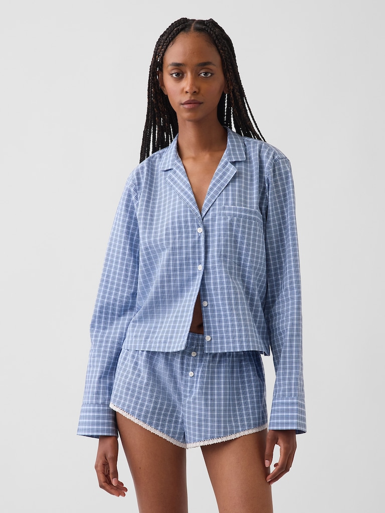 Poplin Oversized Crop PJ Shirt