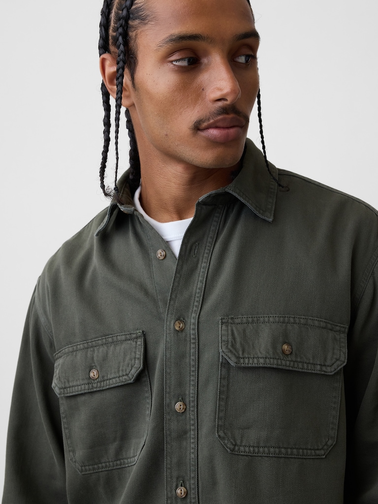 UltraSoft Denim Relaxed Utility Shirt