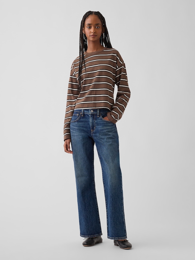 Mid Rise Flare Crop Jeans