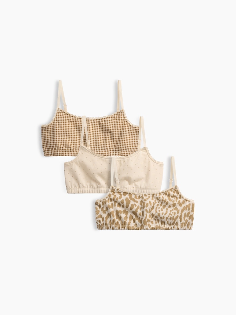 Soutien-gorge léger en coton biologique extensible à motif pour Enfant (paquet de 3)