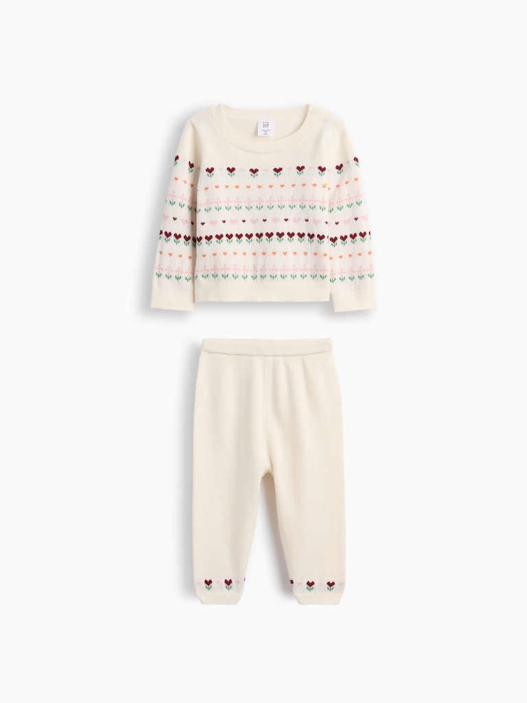 Baby Floral Heart Sweater Set