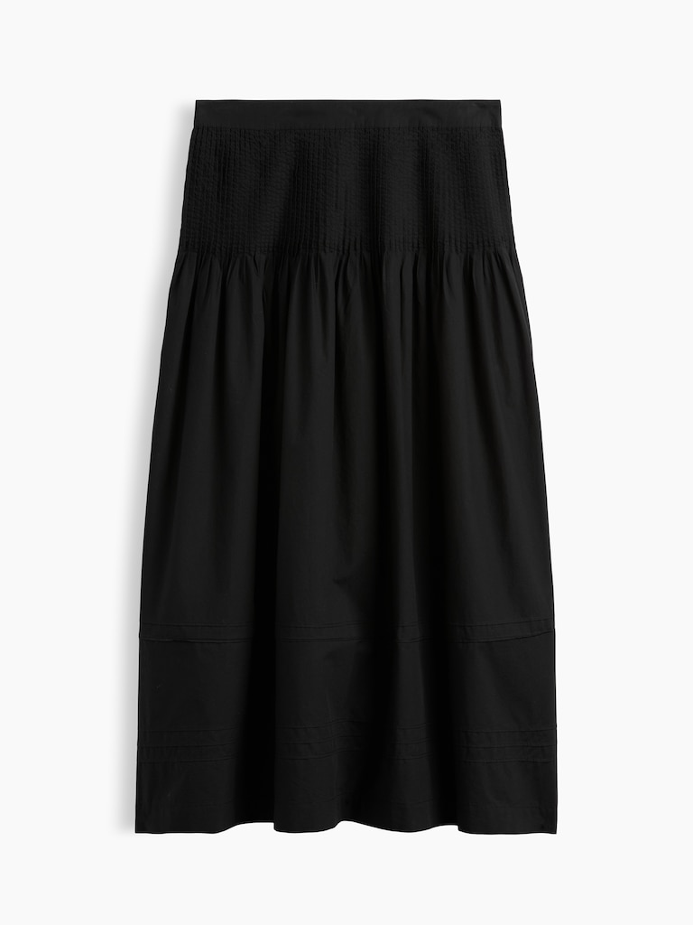Poplin Pintuck Maxi Skirt