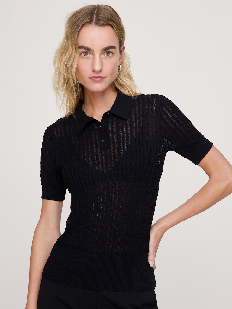 Polo en tricot froissé