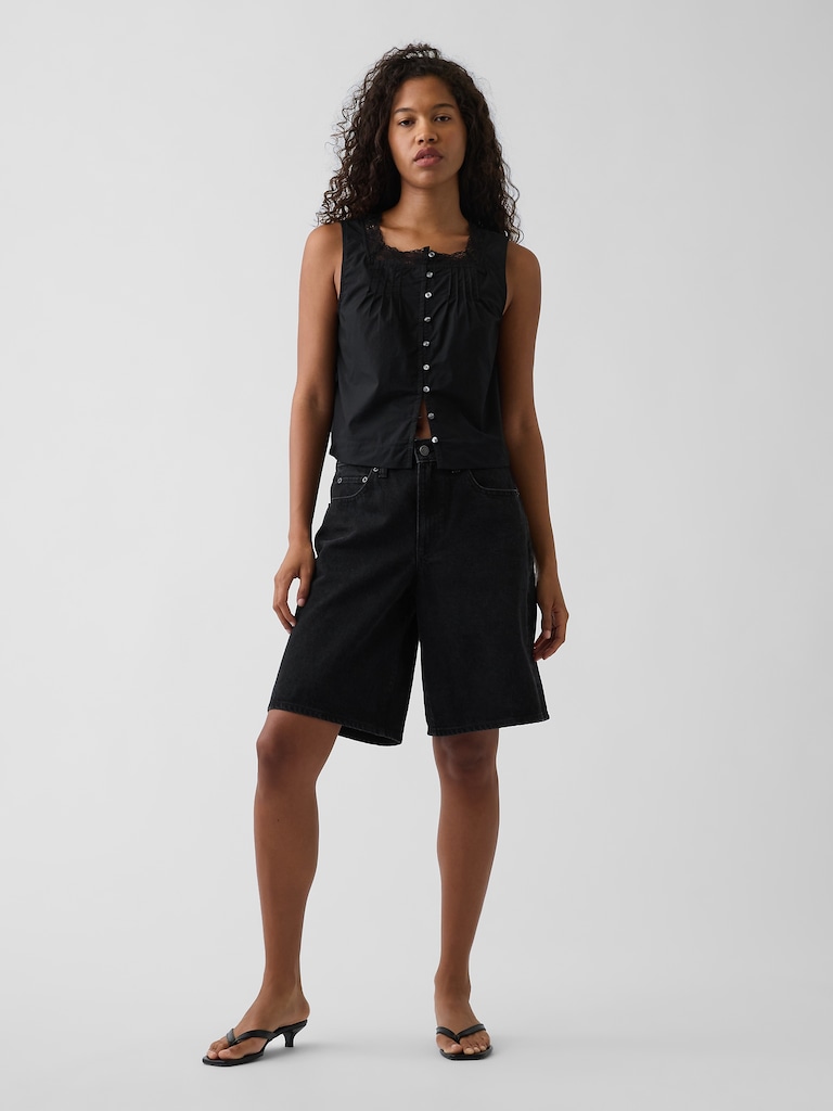 Poplin Pintuck Shell Top