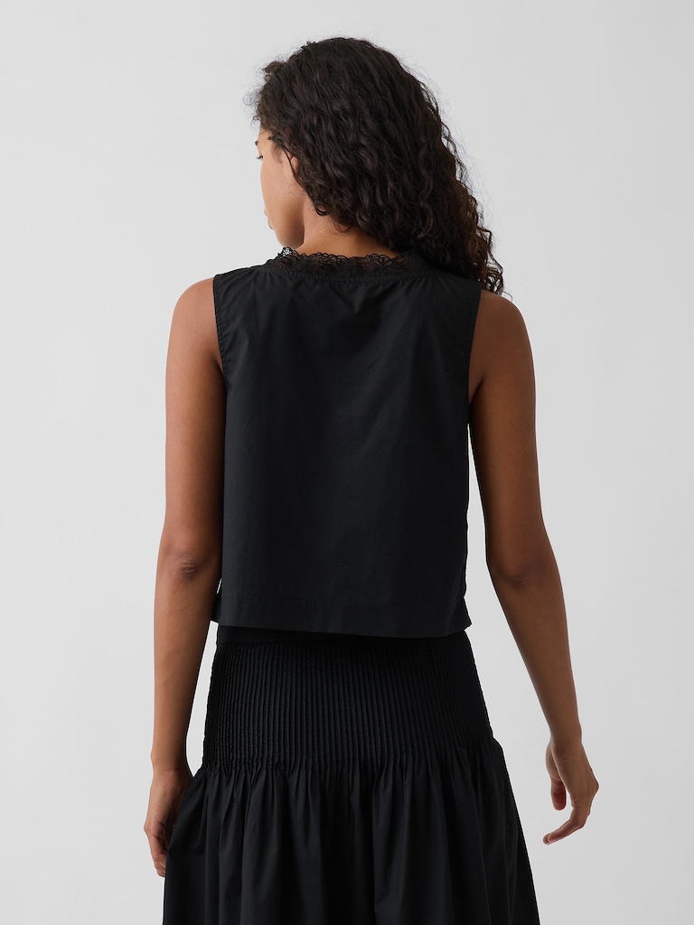 Poplin Pintuck Shell Top