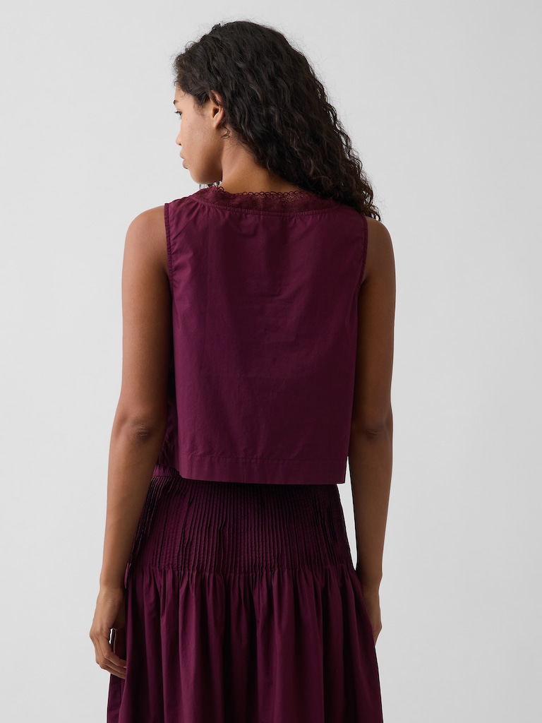 Poplin Pintuck Shell Top