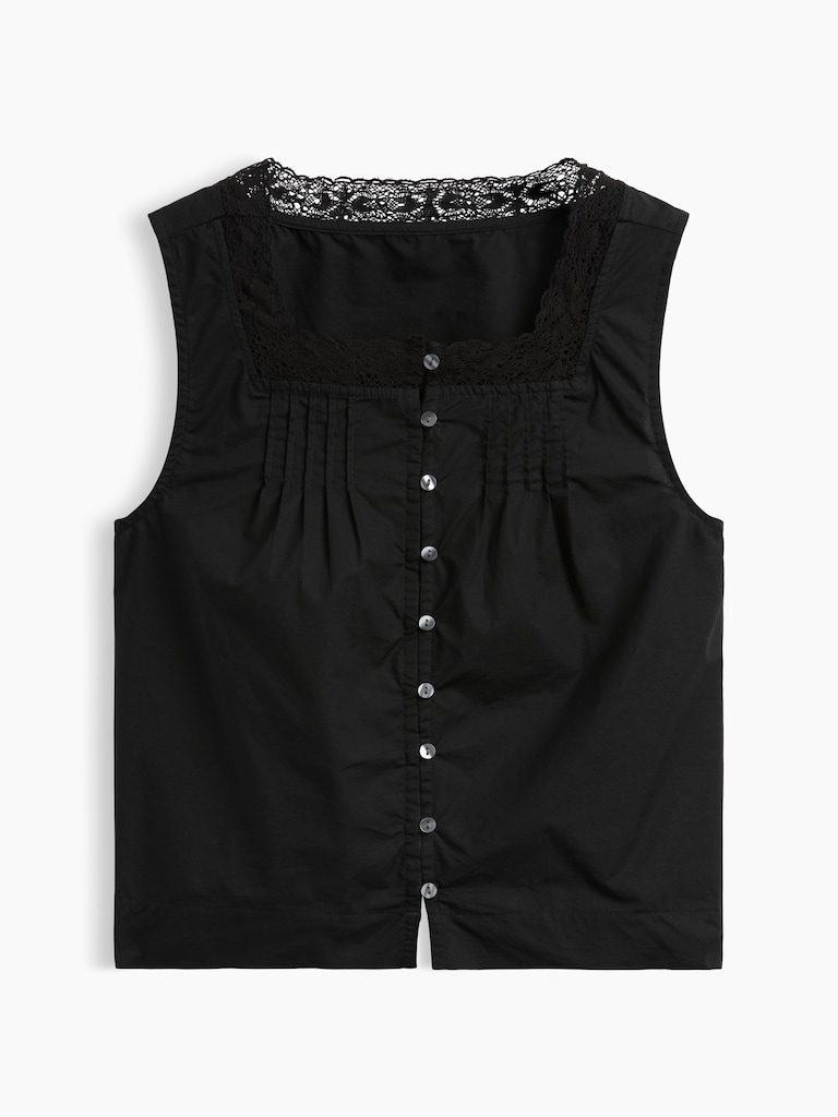 Poplin Pintuck Shell Top