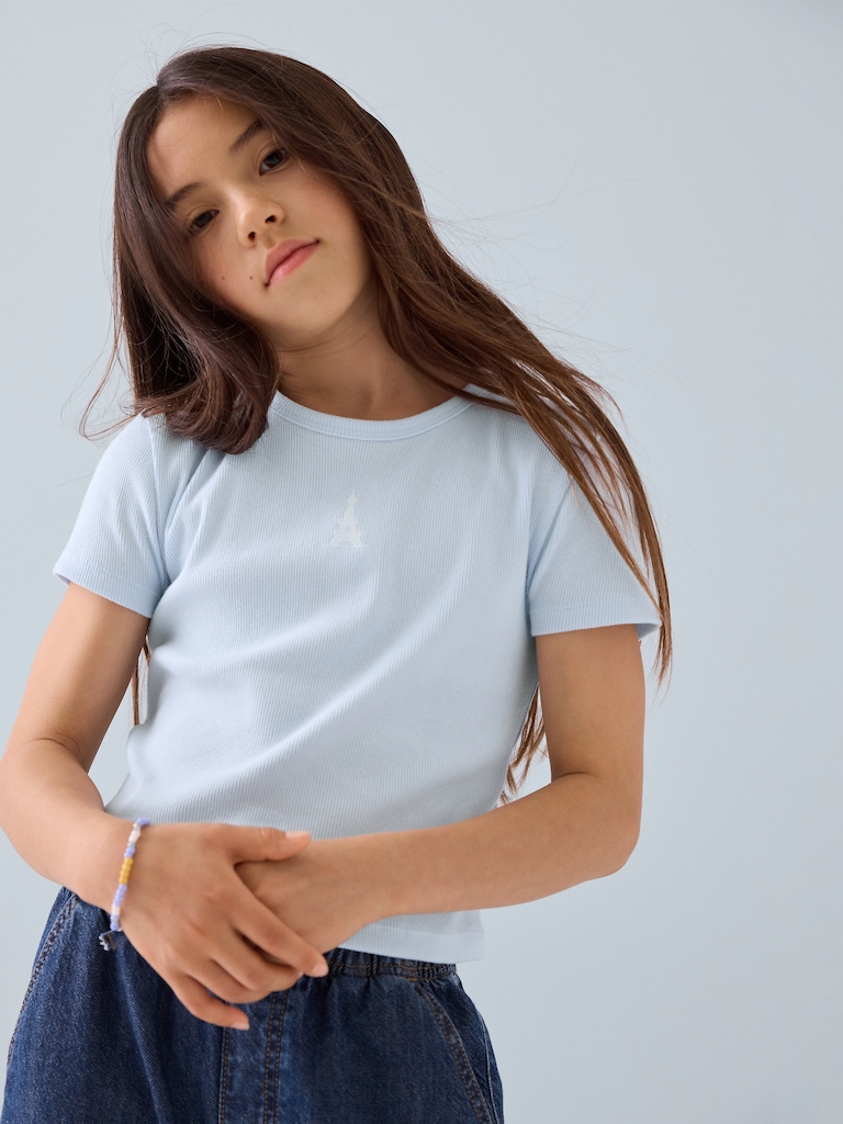 Kids Ribbed Crewneck T-Shirt