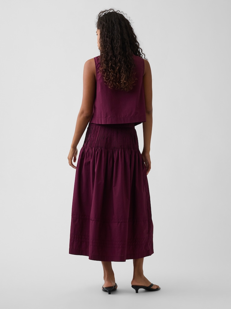 Poplin Pintuck Maxi Skirt