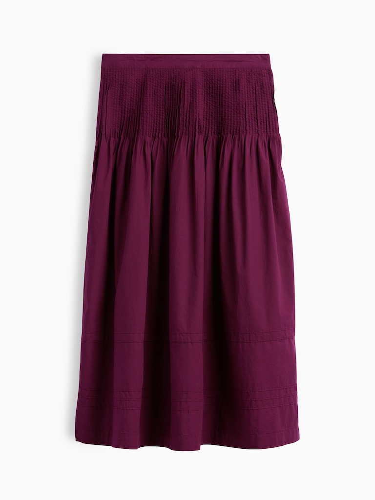 Poplin Pintuck Maxi Skirt