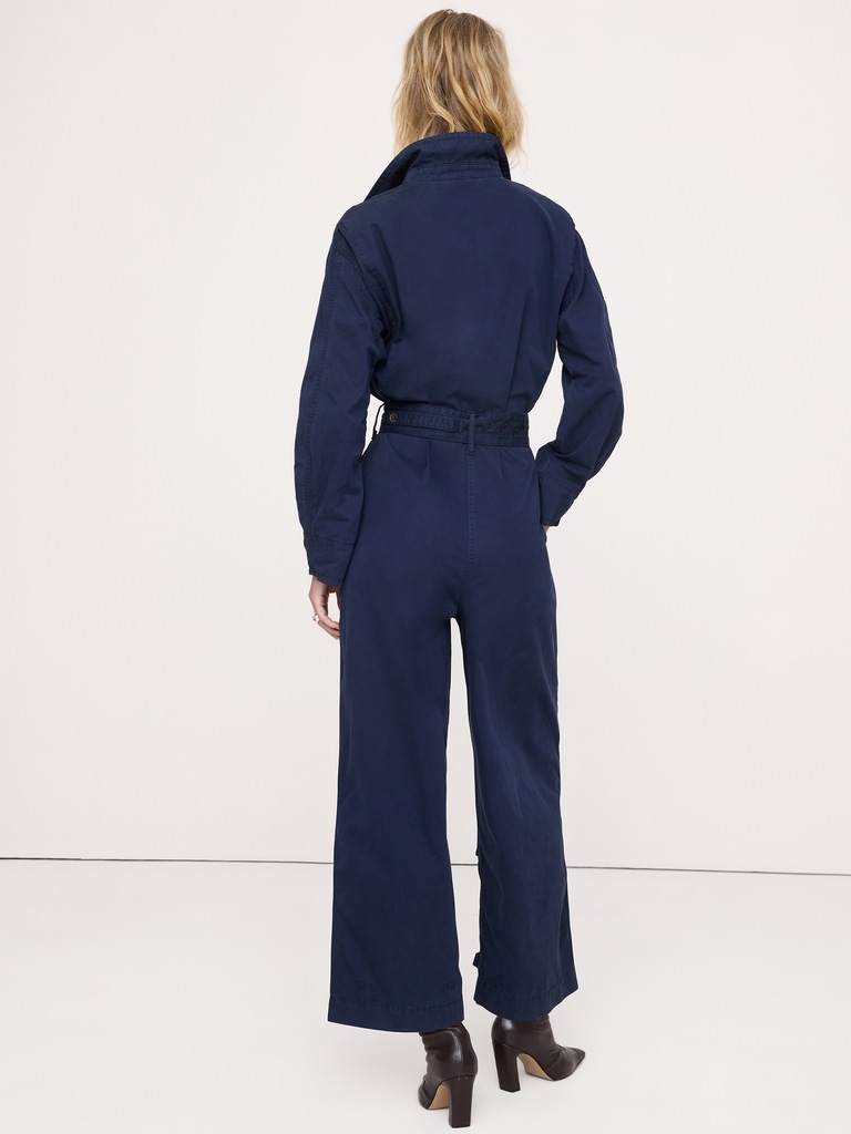Cotton Twill Zip Jumpsuit