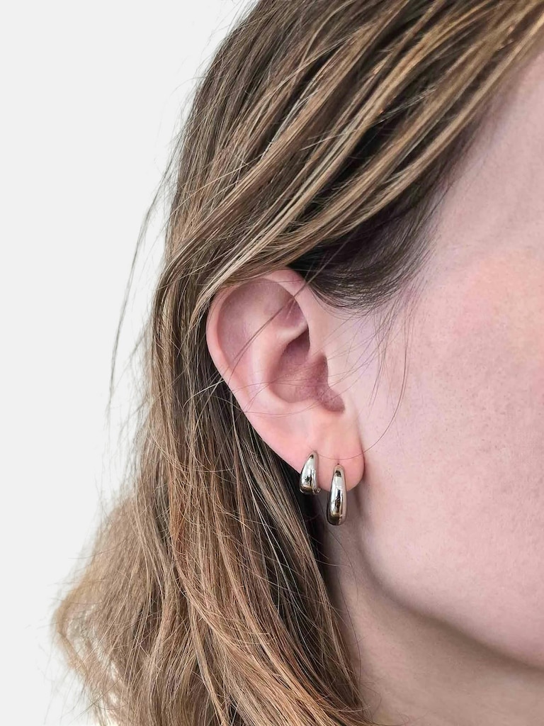 Admiral Row Silver Medium Double Pack - Hoop Earrings