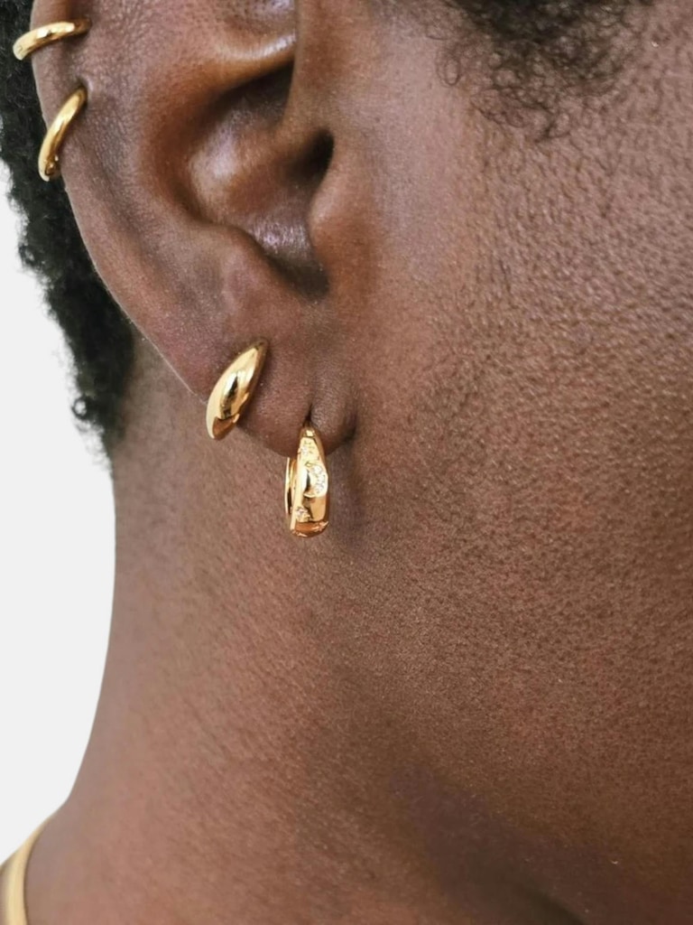 Admiral Row Luna Curved Gold Stud Earrings