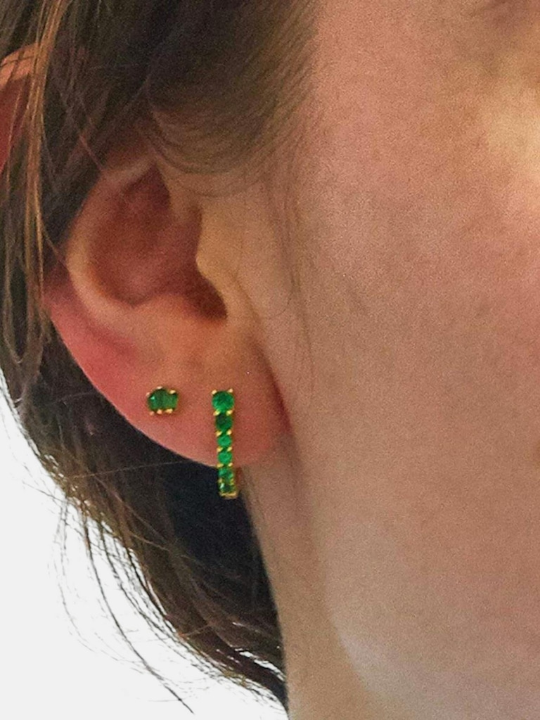 Admiral Row Green CZ Huggie Hoop Earrings