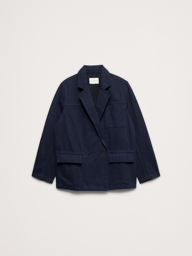 Cotton-Linen Utility Blazer