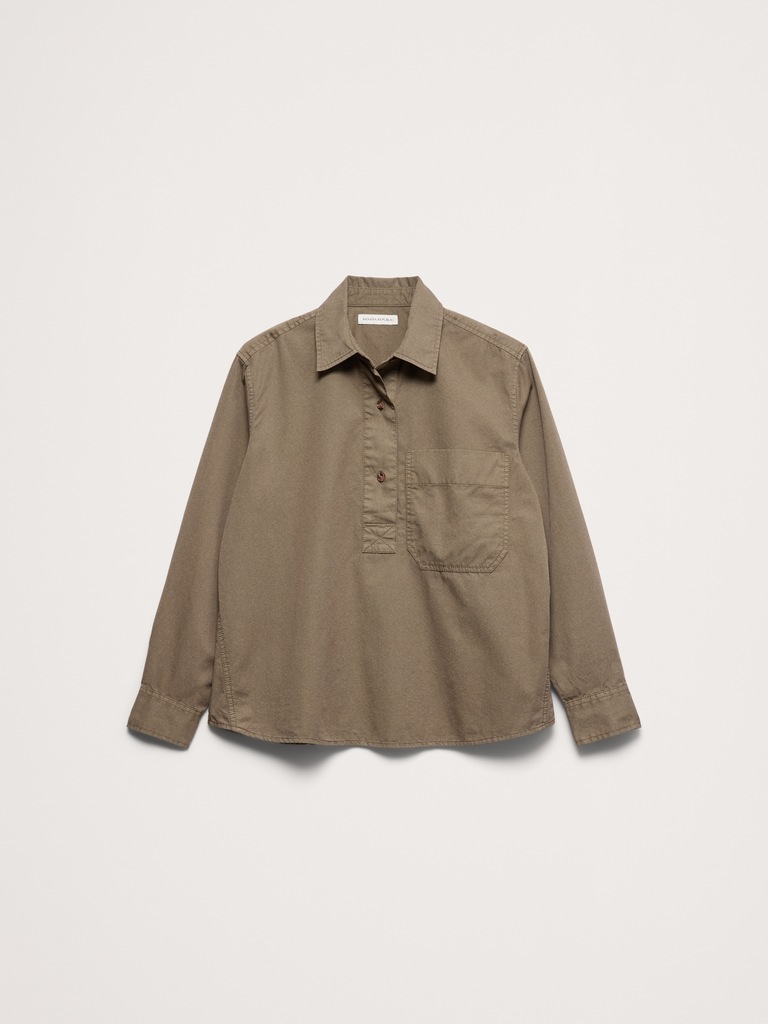 Relaxed Cotton-Twill Popover Shirt