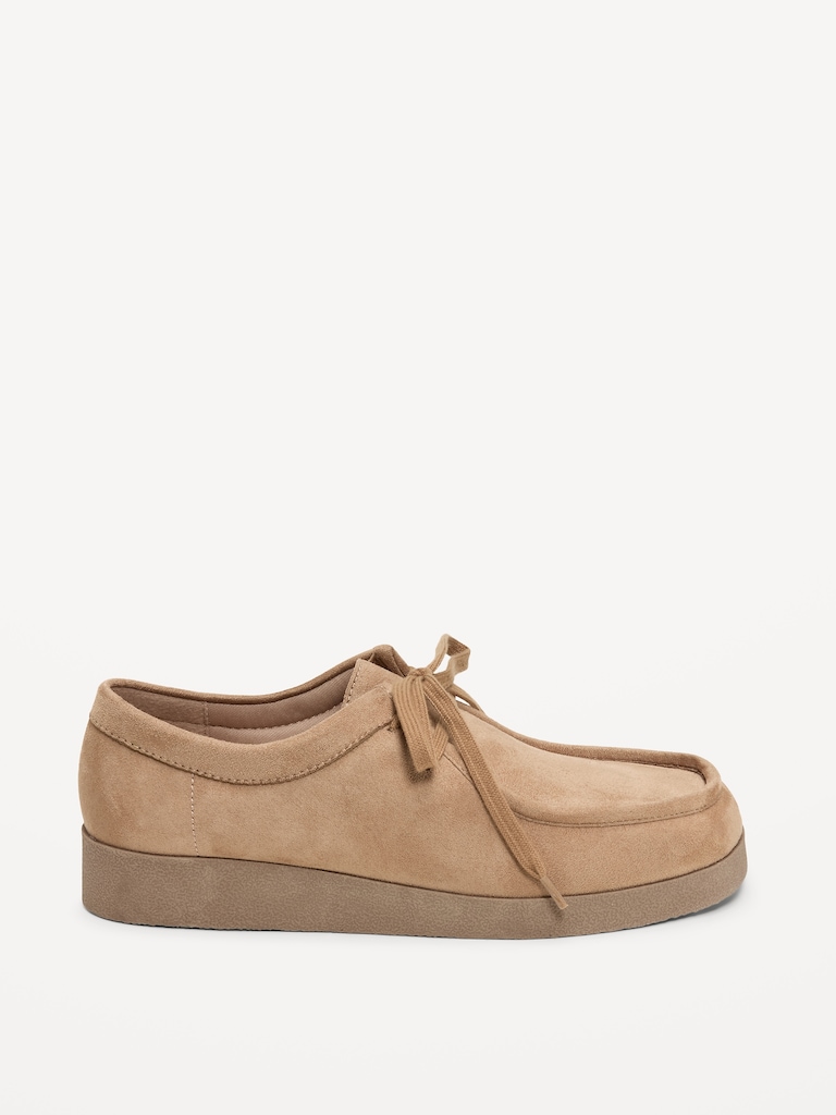 Faux-Suede Lace-Up Derby Boots for Women