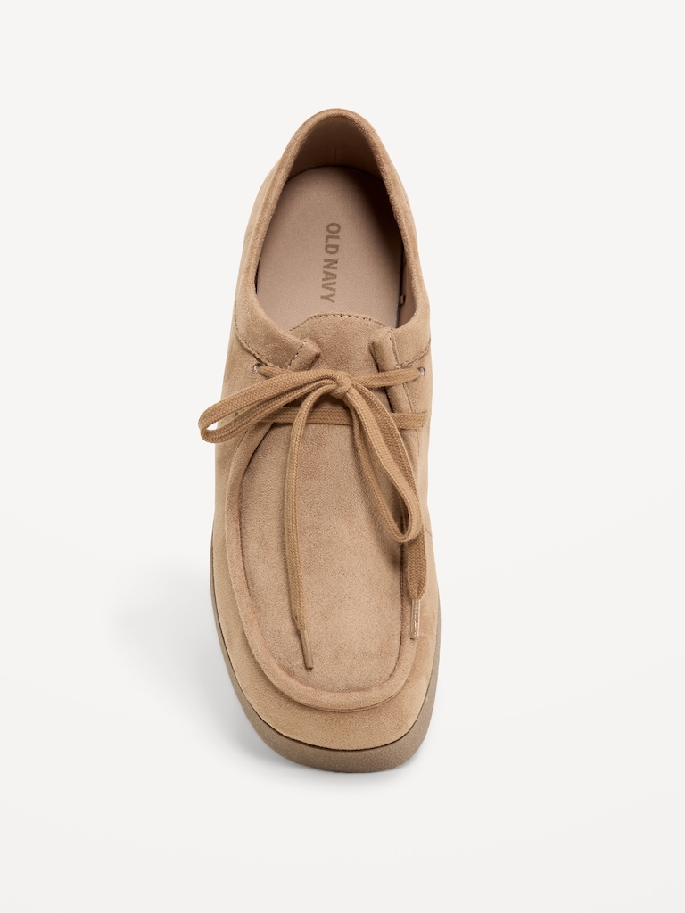 Faux-Suede Lace-Up Derby Boots for Women