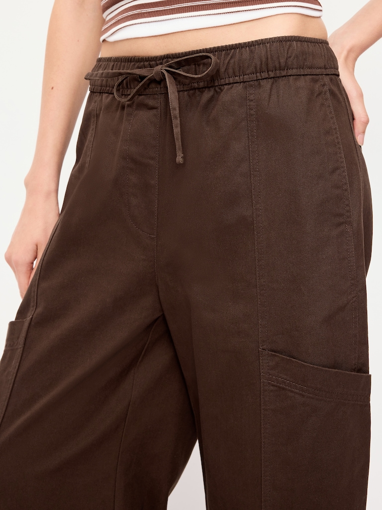 Mid-Rise Pull-On Utility Pants