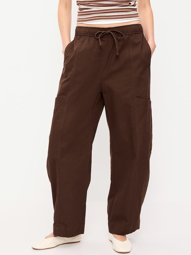 Mid-Rise Pull-On Utility Pants
