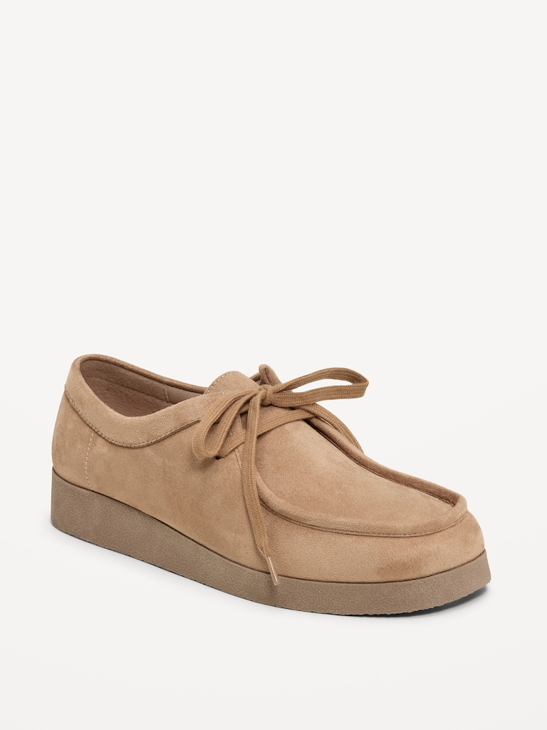 Faux-Suede Lace-Up Derby Boots for Women