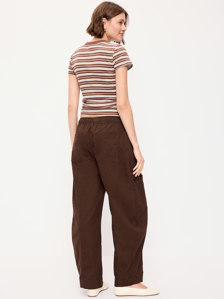 Mid-Rise Pull-On Utility Pants