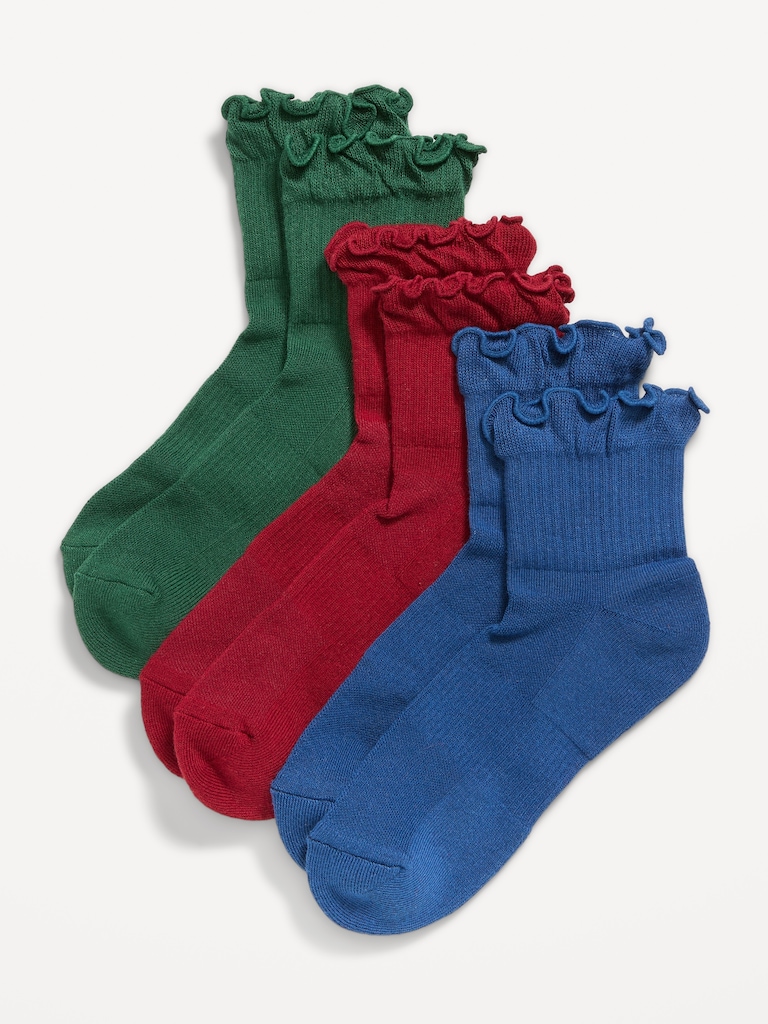 Ruffled Crew Sock 3-Pack for Women