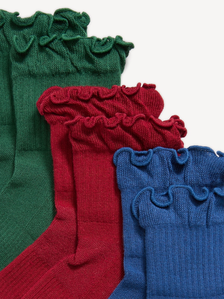 Ruffled Crew Sock 3-Pack for Women
