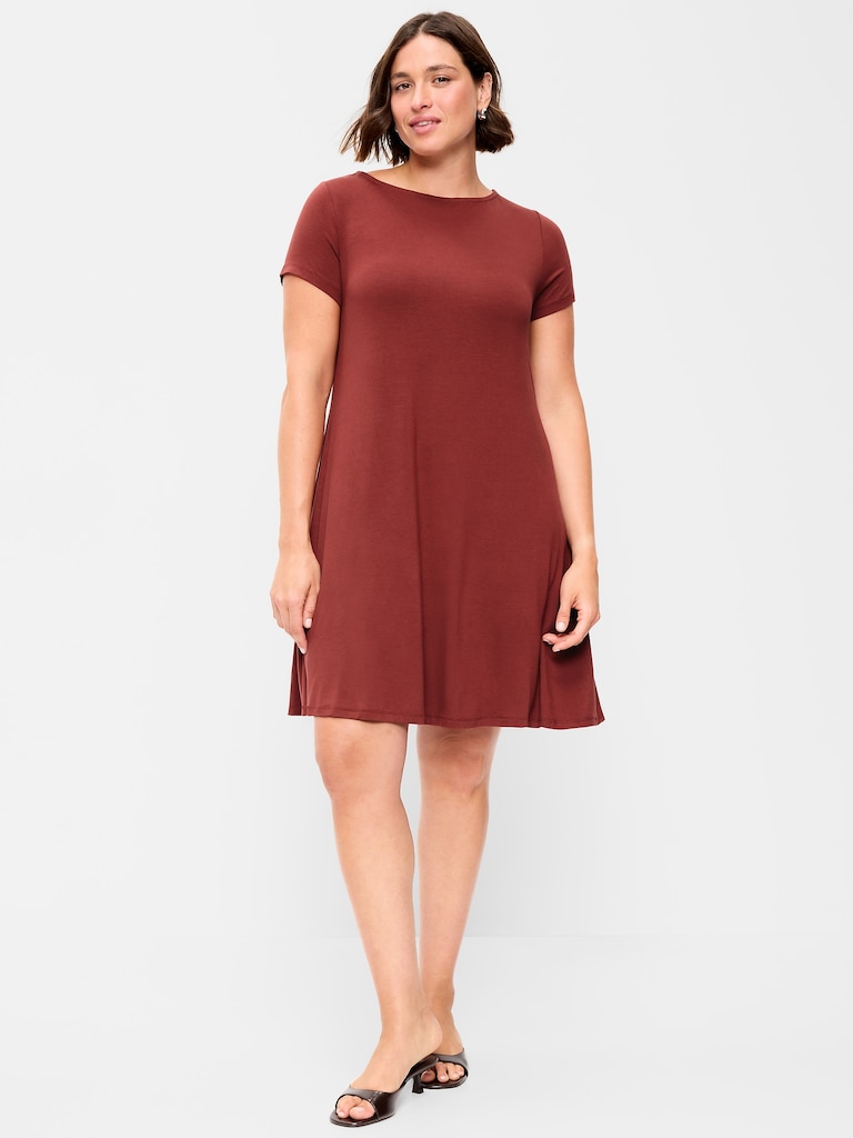 Short-Sleeve Mini Swing Dress