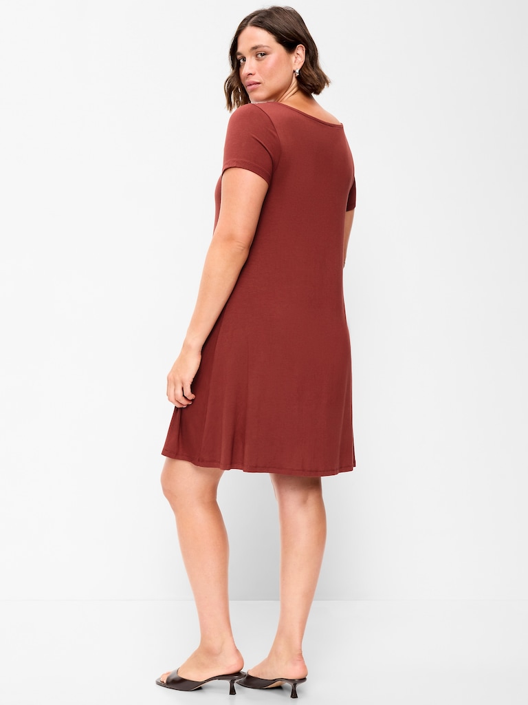 Short-Sleeve Mini Swing Dress