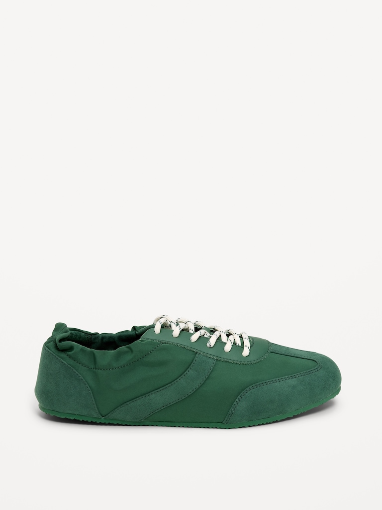 Ruched Lace-Up Sneakers for Women
